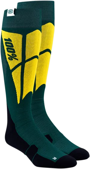 100% Hi-Side Performance Socks - Green - Small/Medium 24008-005-17