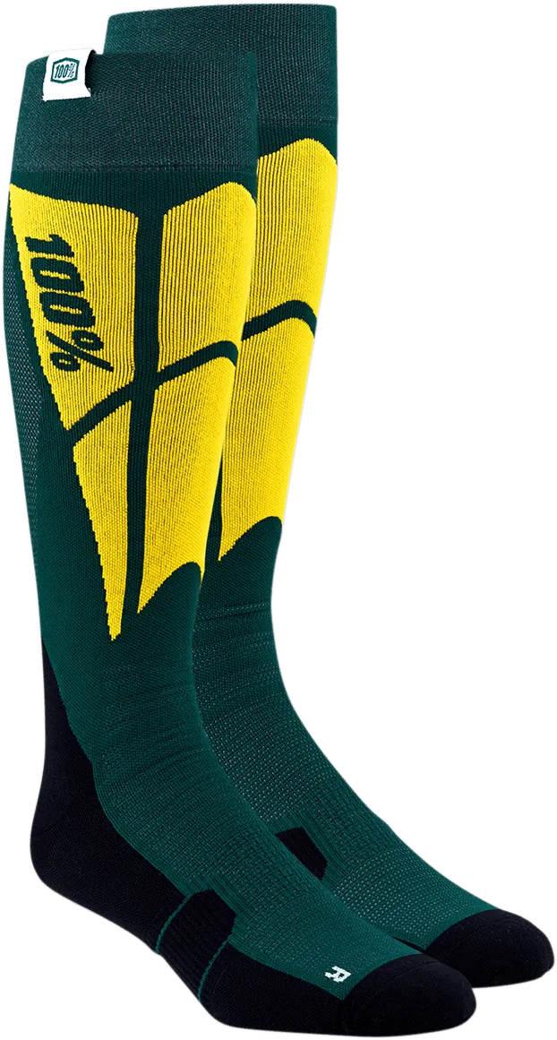 100% Hi-Side Performance Socks - Green - Small/Medium 24008-005-17