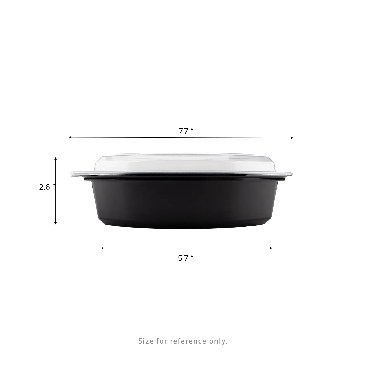 [150 sets] 16 oz PP Microwaveable Oval Food Container with Clear Lid, Black