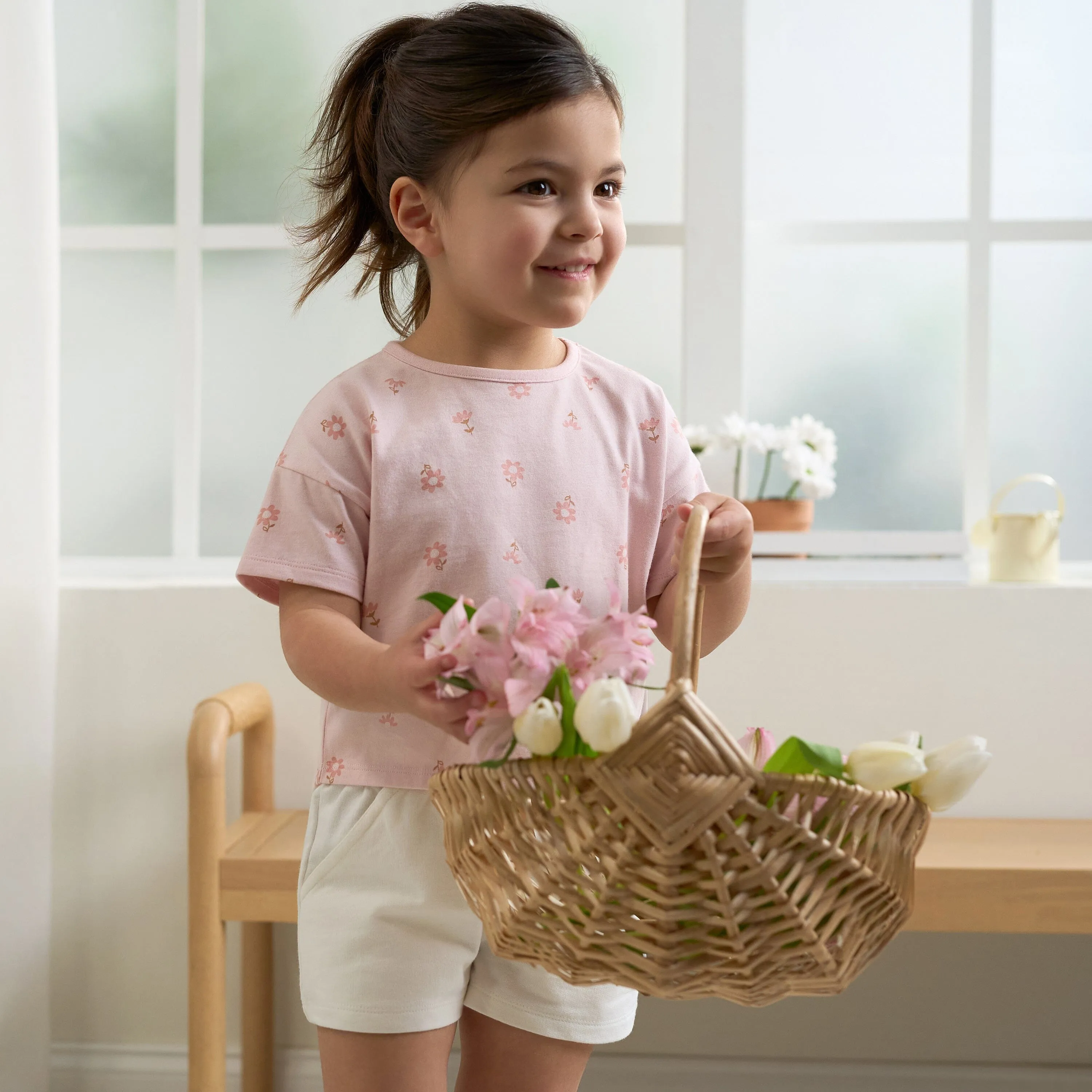 3-Pack Baby & Toddler Girls Navy, White, & Pink Knit Shorts