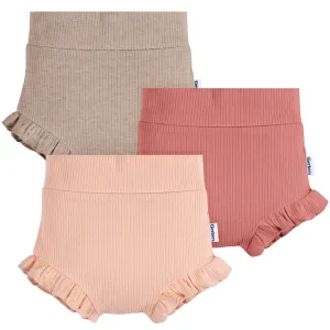 3-Pack Baby Girls Pinks & Oatmeal Bloomer Shorts