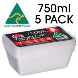 5 Pack Takeaway Containers - 750m