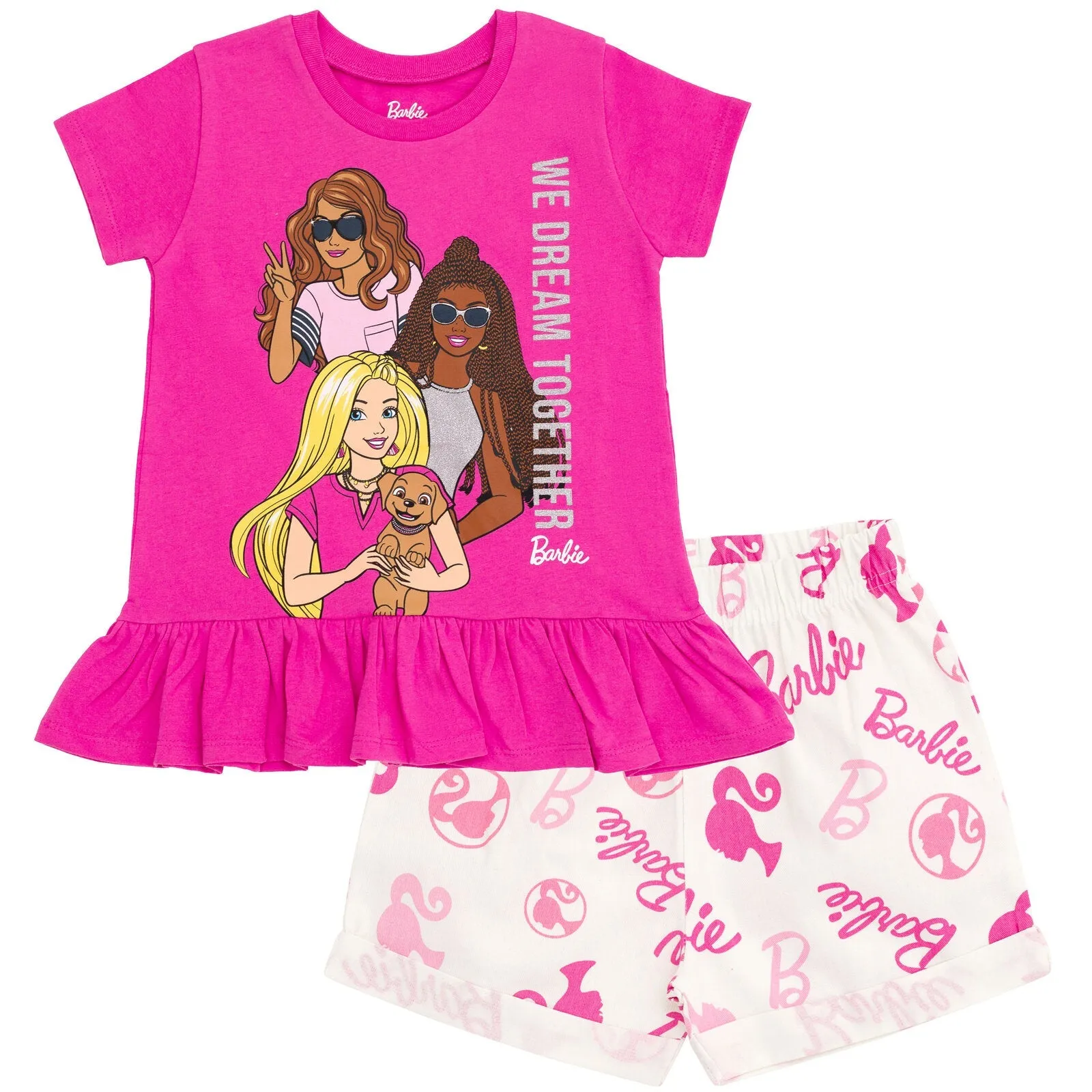 Barbie Peplum T-Shirt and Twill Shorts Outfit Set