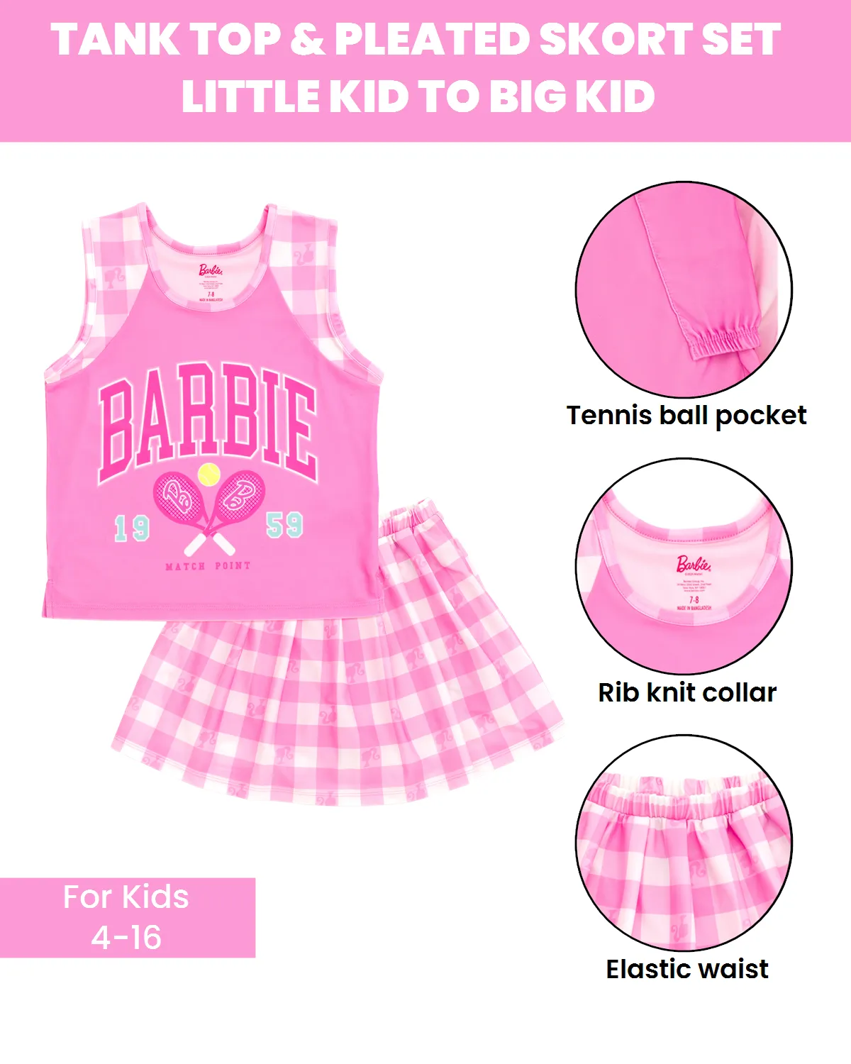 Barbie Tank Top and Pleated Skort Outfit Set