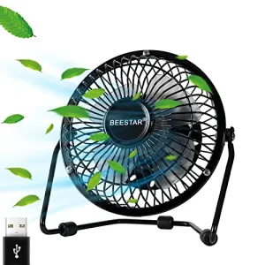 BEESTAR 4 Inch Mini Fan with Metal Construction,Powerful USB Powered,360° Rotation desk Personal Cooling Usb fans small quiet for Home Office Bedroom