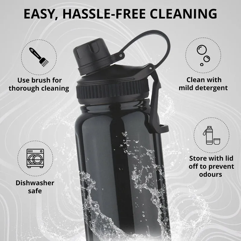 Bergner Walking Aquafit Thermosteel Hot And Cold Flask (Black) - 750 ML