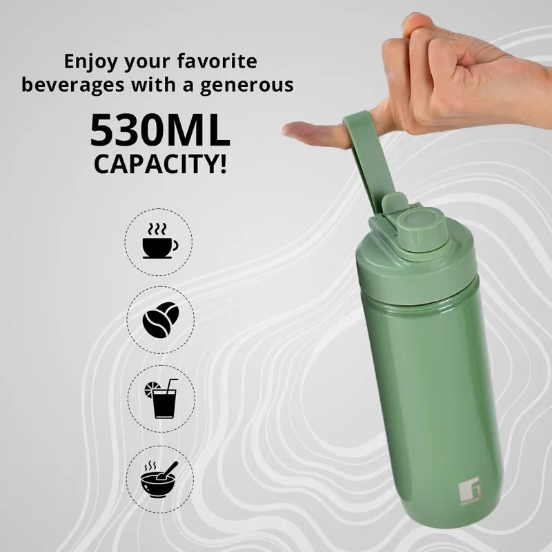 Bergner Walking Sipmate Thermosteel Hot And Cold Flask (Green) - 530 ML