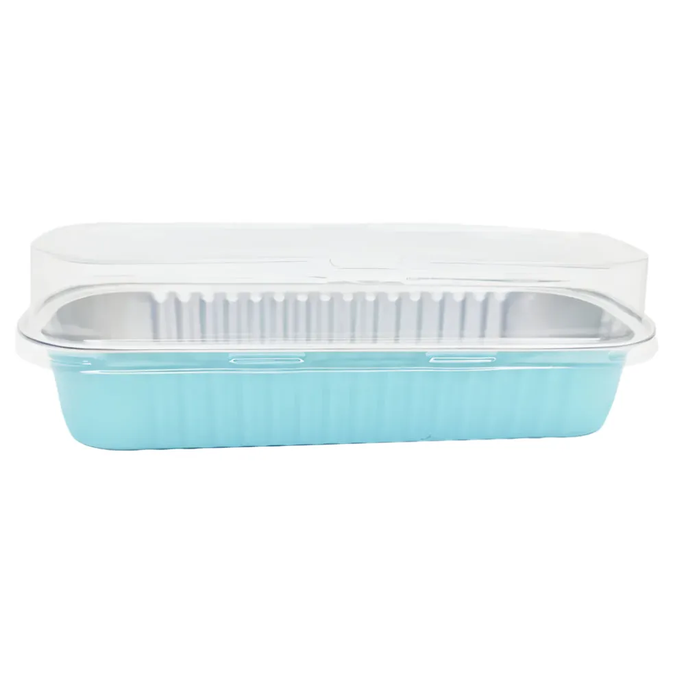 Blue Rectangular Foil Containers With Lid – 50 Piece Pack CL075