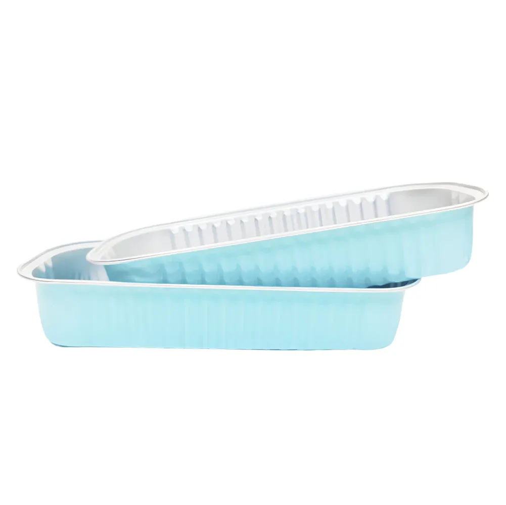 Blue Rectangular Foil Containers With Lid – 50 Piece Pack CL075