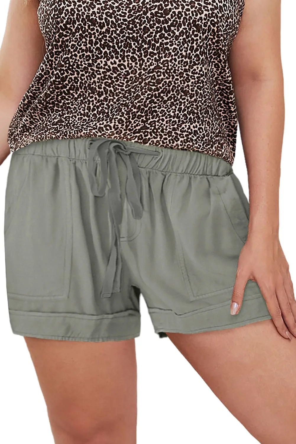 Elastic Waist Drawstring Pocket Shorts