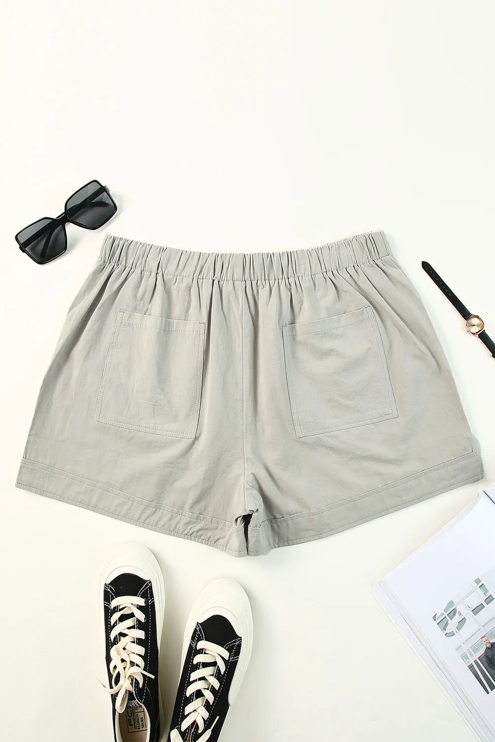 Elastic Waist Drawstring Pocket Shorts