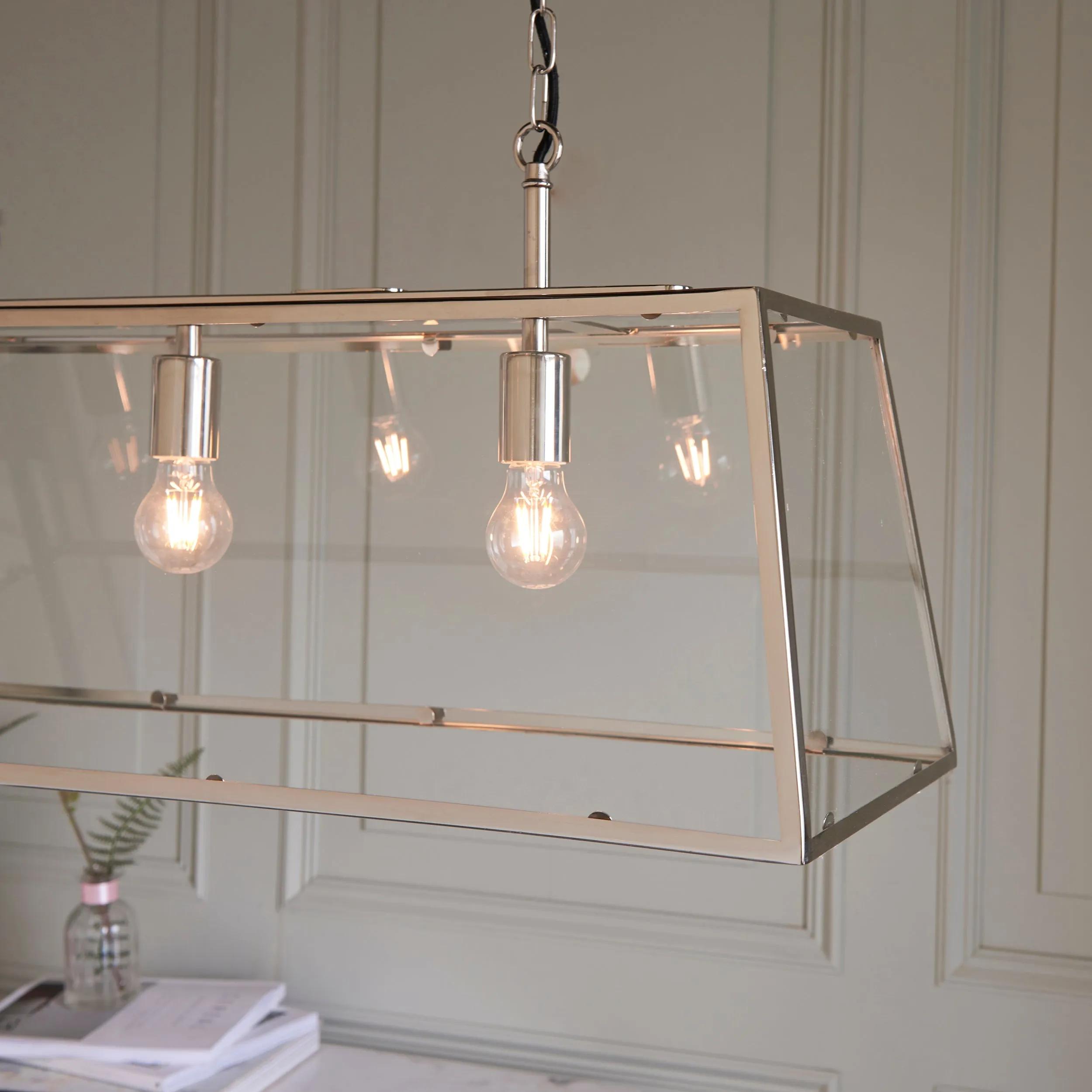 Endon Hurst 3lt Bar Pendant Bright Nickel