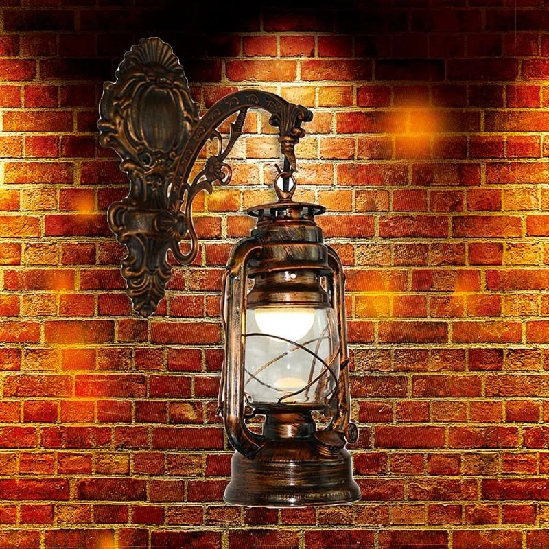 European Vintage Kerosene LED Wall Lantern