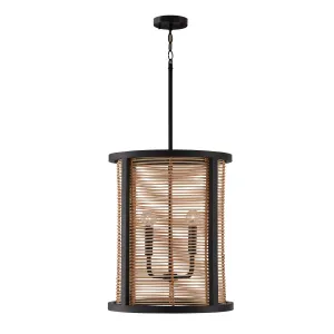 Four Light Foyer Pendant from the Rico Collection in Flat Black Finish by Capital Lighting