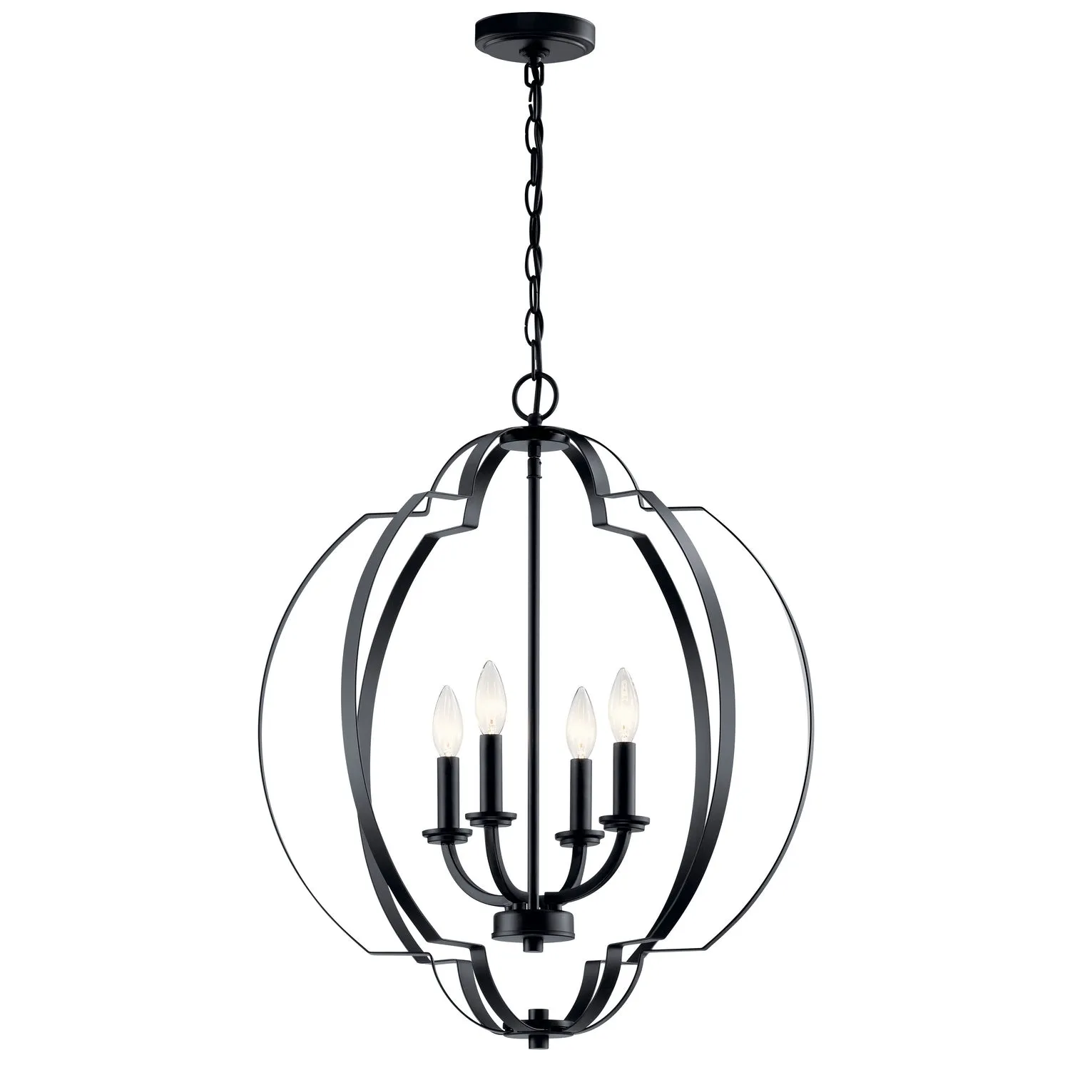 Four Light Foyer Pendant from the Voleta Collection in Black Finish by Kichler