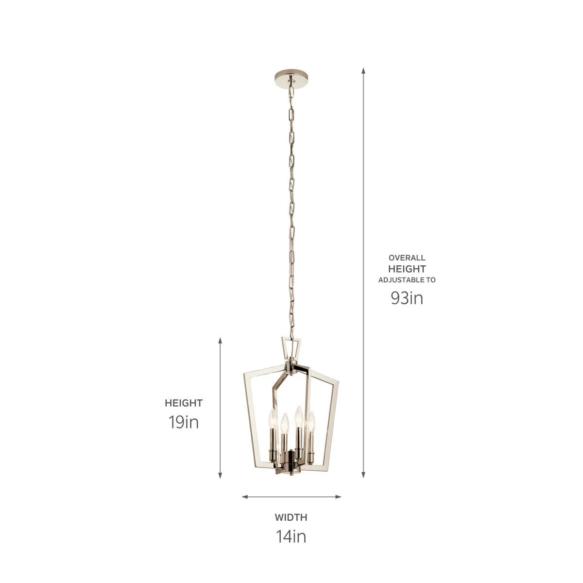 Four Light Pendant from the Abbotswell Collection in Polished Nickel Finish by Kichler