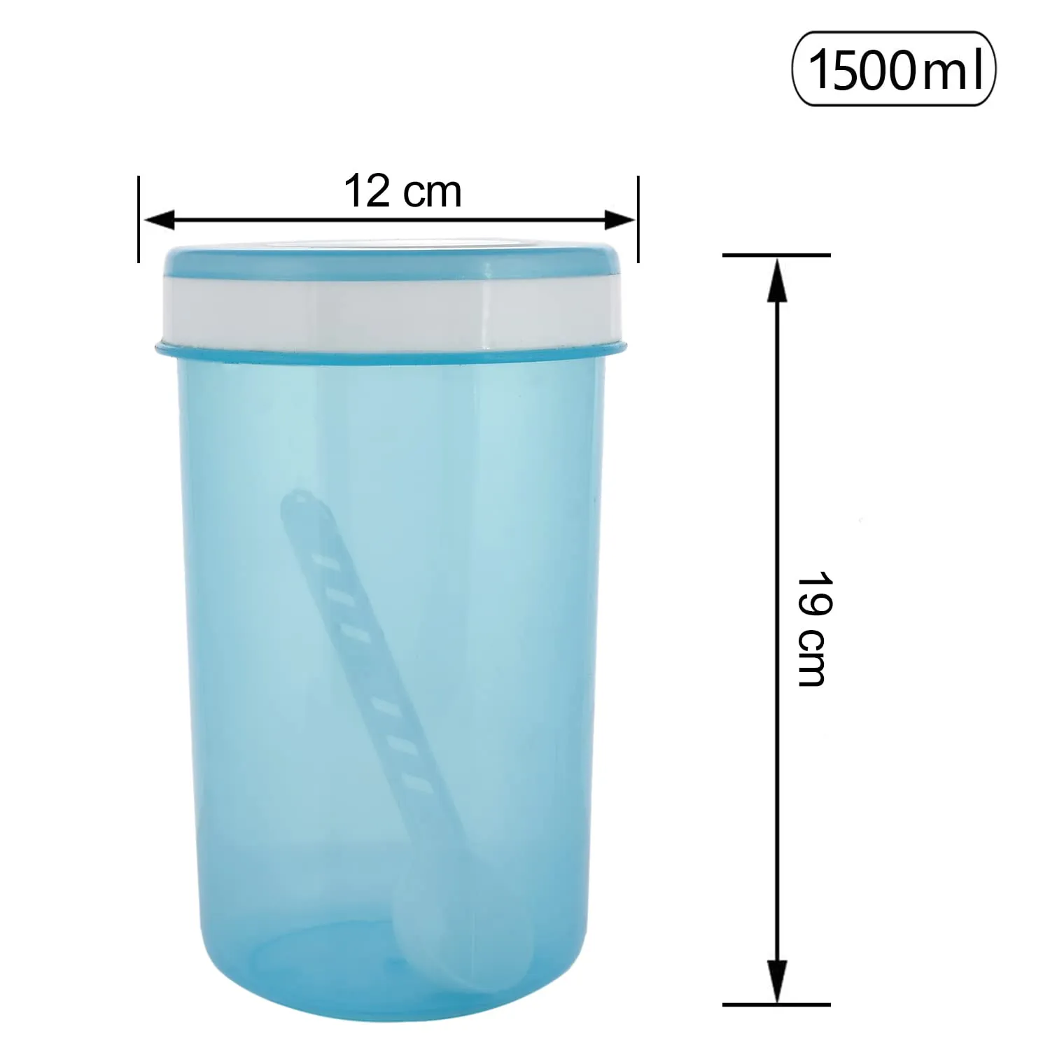 Heart Home Containers Set for Kitchen|BPA-Free Plastic 1500 ML Storage Containers Set with Spoon for Kitchen Set of 3 (Sky Blue)