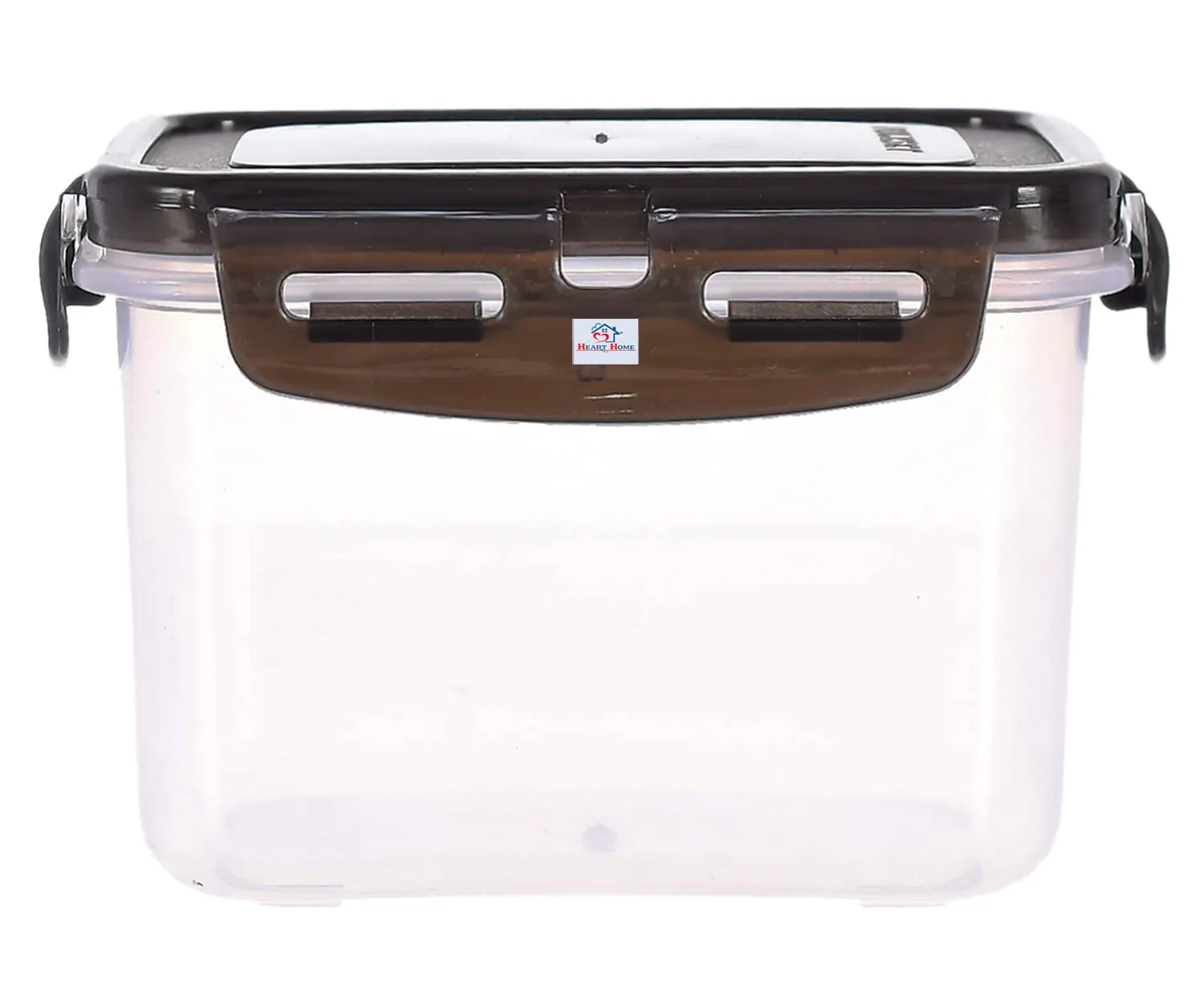 Heart Home Multiuses BPA Free Leak Proof, Dishwasher/Freezer Safe Plastic Storage Container With Airtight Lock Lid, 600ml Pack of 4 (Black & Brown)-46HH0544