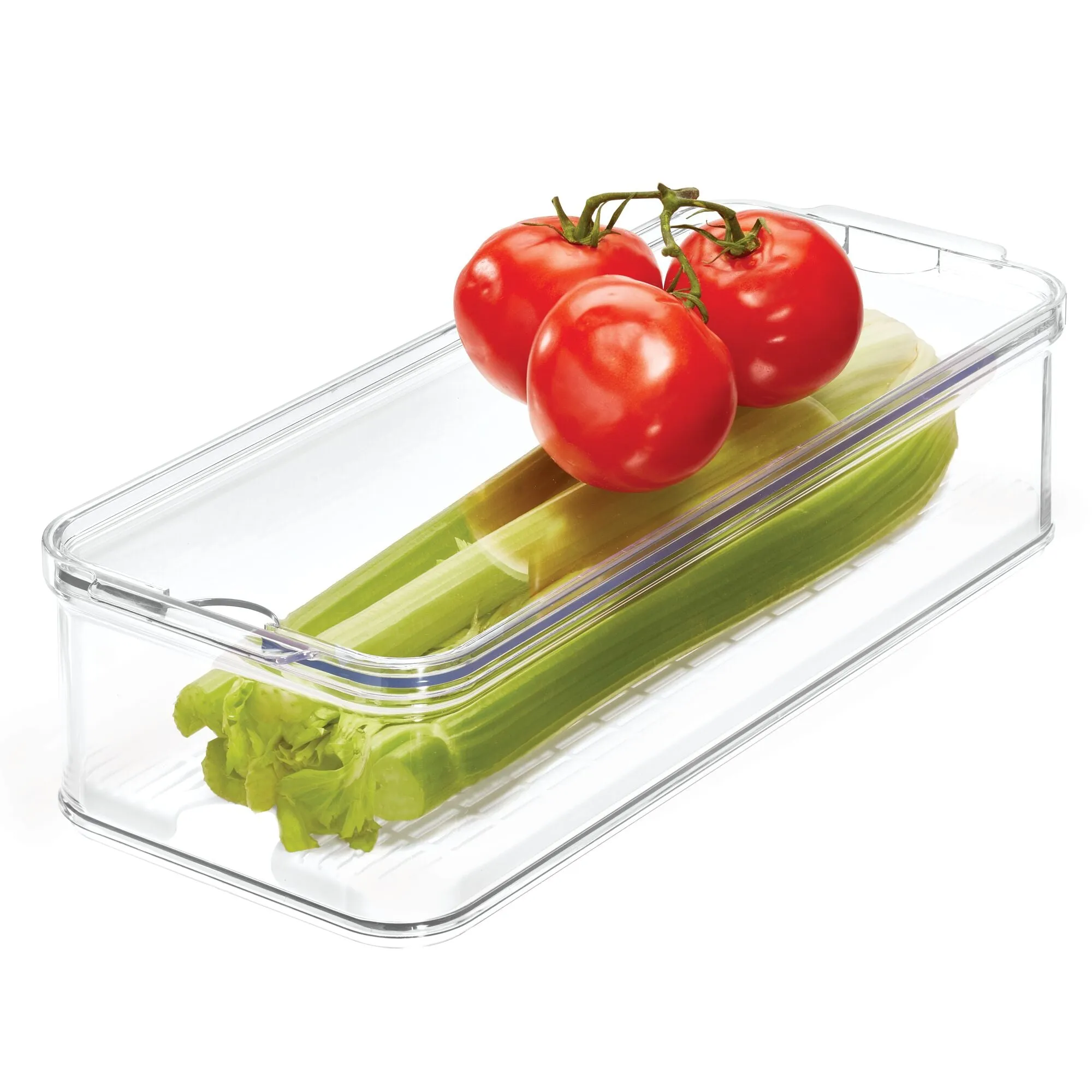 iDesign Crisp Produce Plastic Fridge Bin 15.72" x 6.32" x 3.76", Clear