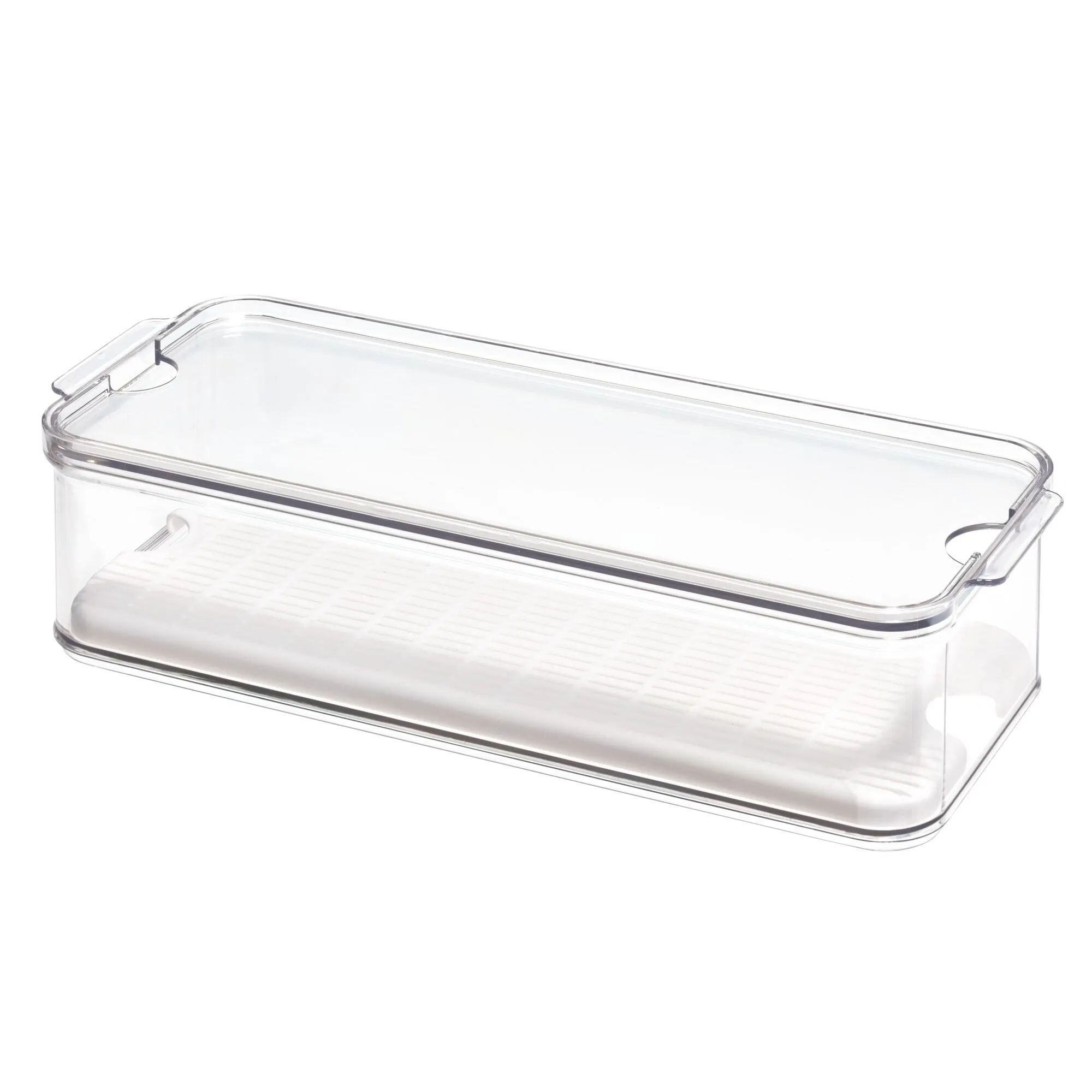 iDesign Crisp Produce Plastic Fridge Bin 15.72" x 6.32" x 3.76", Clear