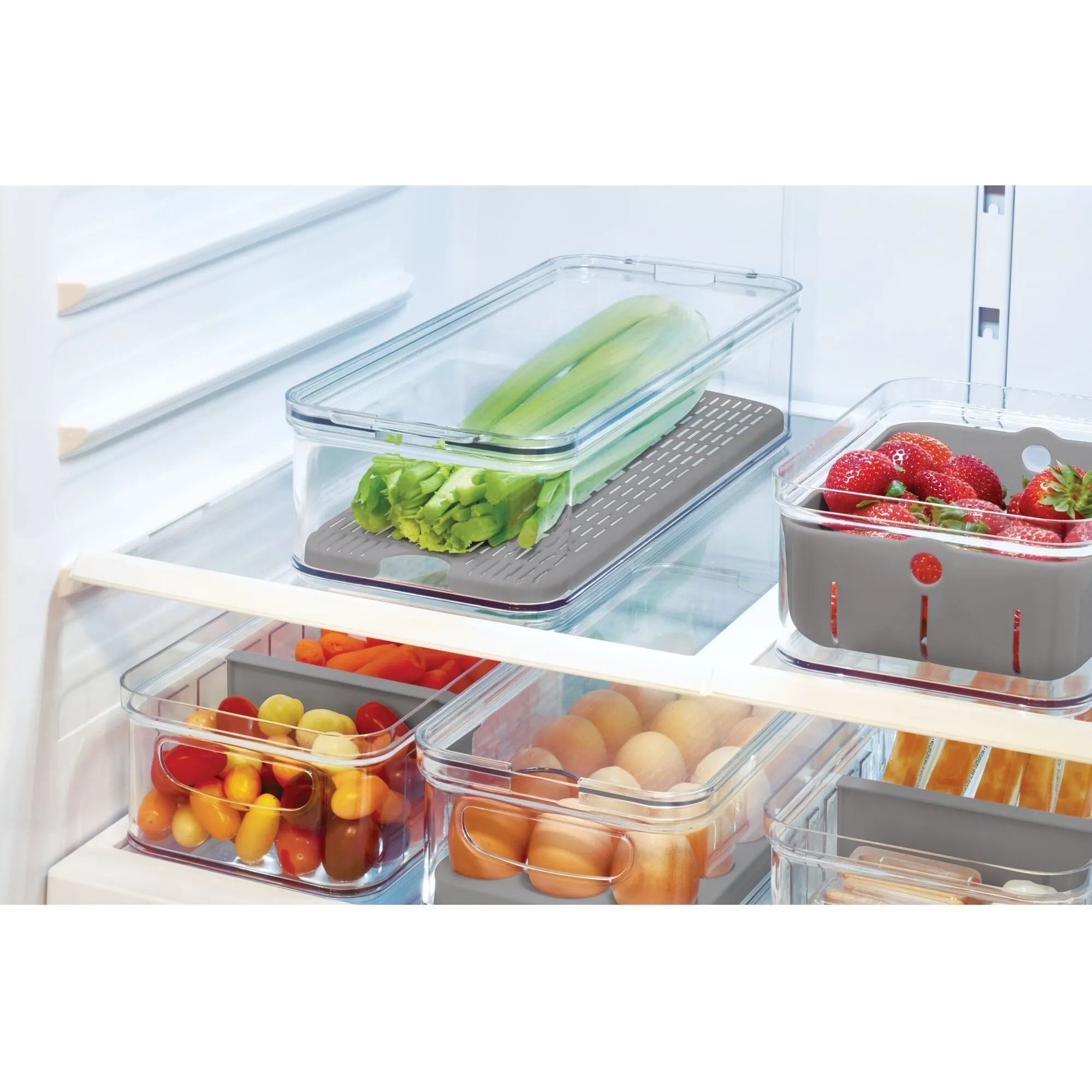 iDesign Crisp Produce Plastic Fridge Bin 15.72" x 6.32" x 3.76", Clear