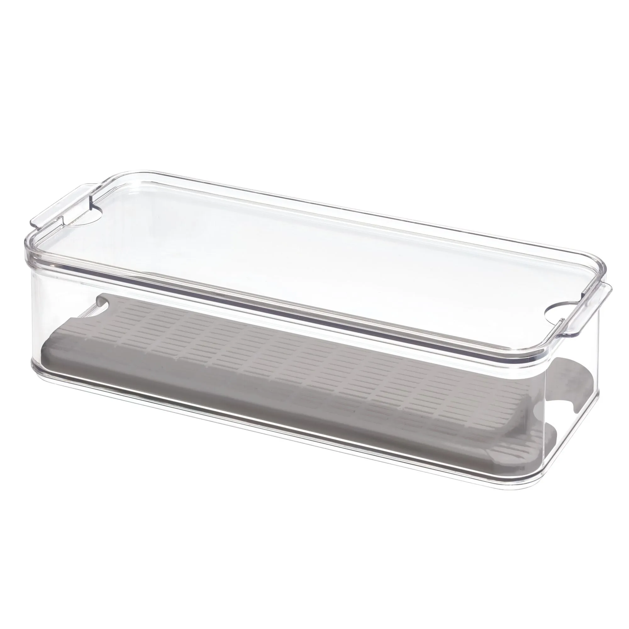 iDesign Crisp Produce Plastic Fridge Bin 15.72" x 6.32" x 3.76", Clear