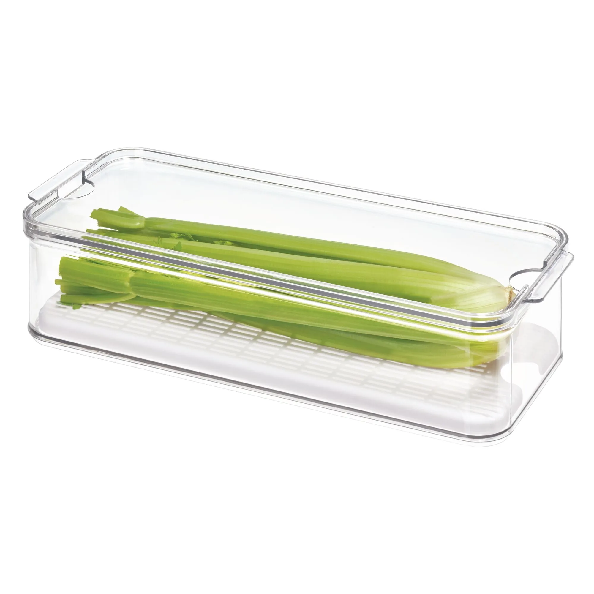 iDesign Crisp Produce Plastic Fridge Bin 15.72" x 6.32" x 3.76", Clear