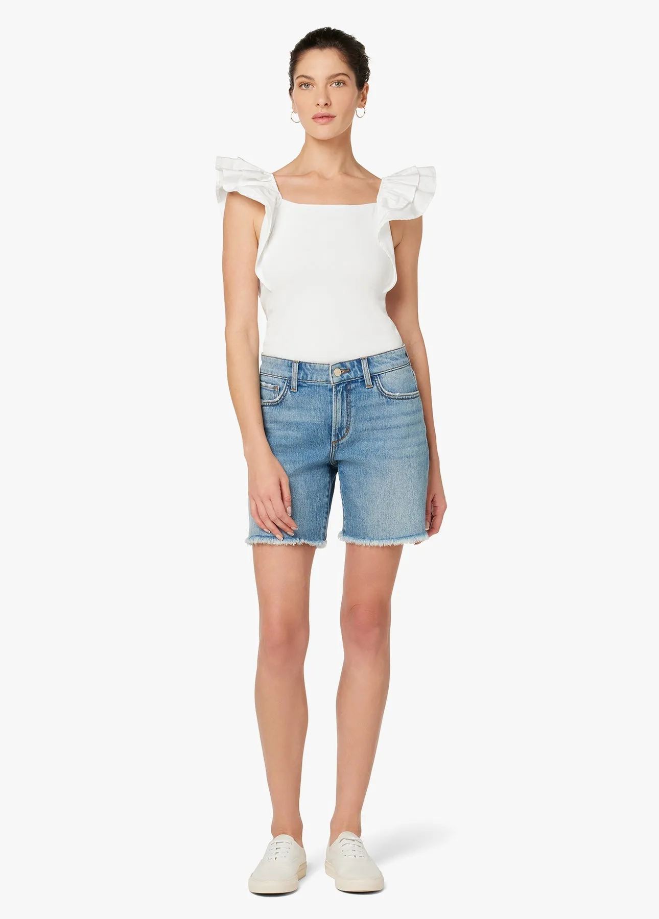 Joes Jeans The 7" Lara Bermuda Short Frayed Hem in So Proud