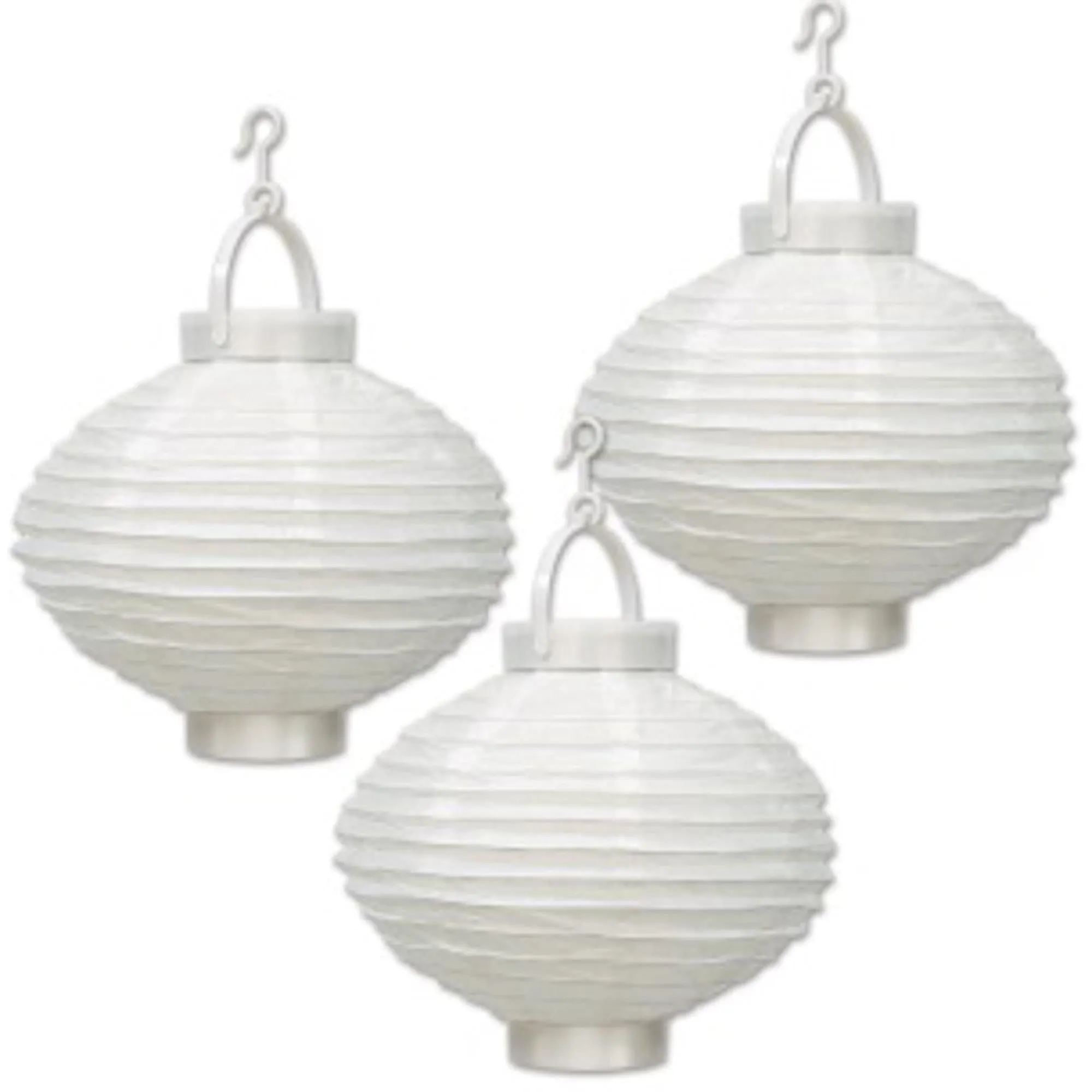 Light Up White Paper Lanterns (Set Of 3)