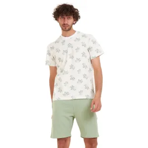 Men summer pajama set Pistache leaves t-shirt  Pistache shorts