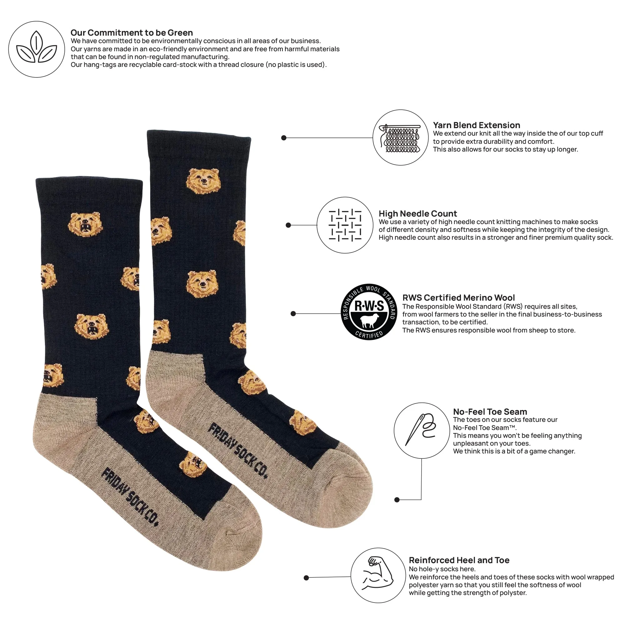 Men's Bear Merino Wool Socks