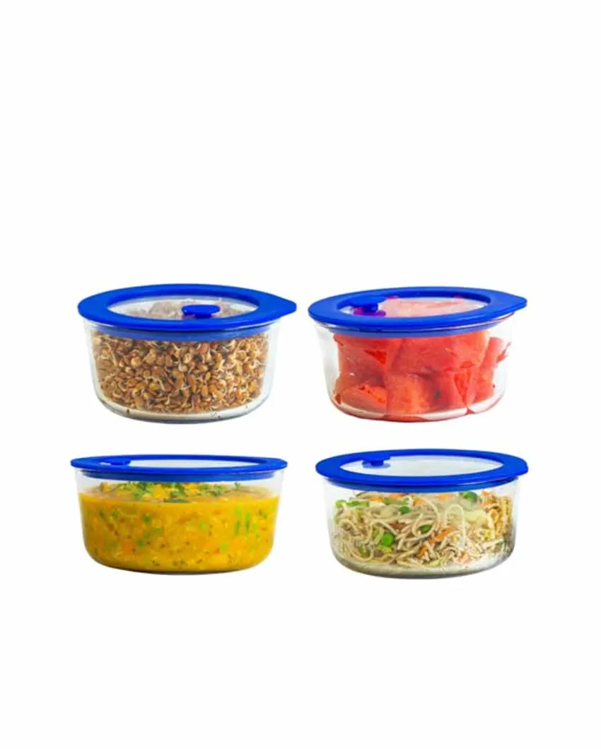 Minimalist Round Borosilicate Glass Lunch Box Containers With Lid | 944 ML