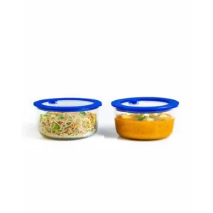 Minimalist Round Borosilicate Glass Lunch Box Containers With Lid | 944 ML