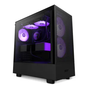 NZXT CC-H51FB-R1 H5 Flow RGB ATX Mid-Tower Case with RGB Fans - Black