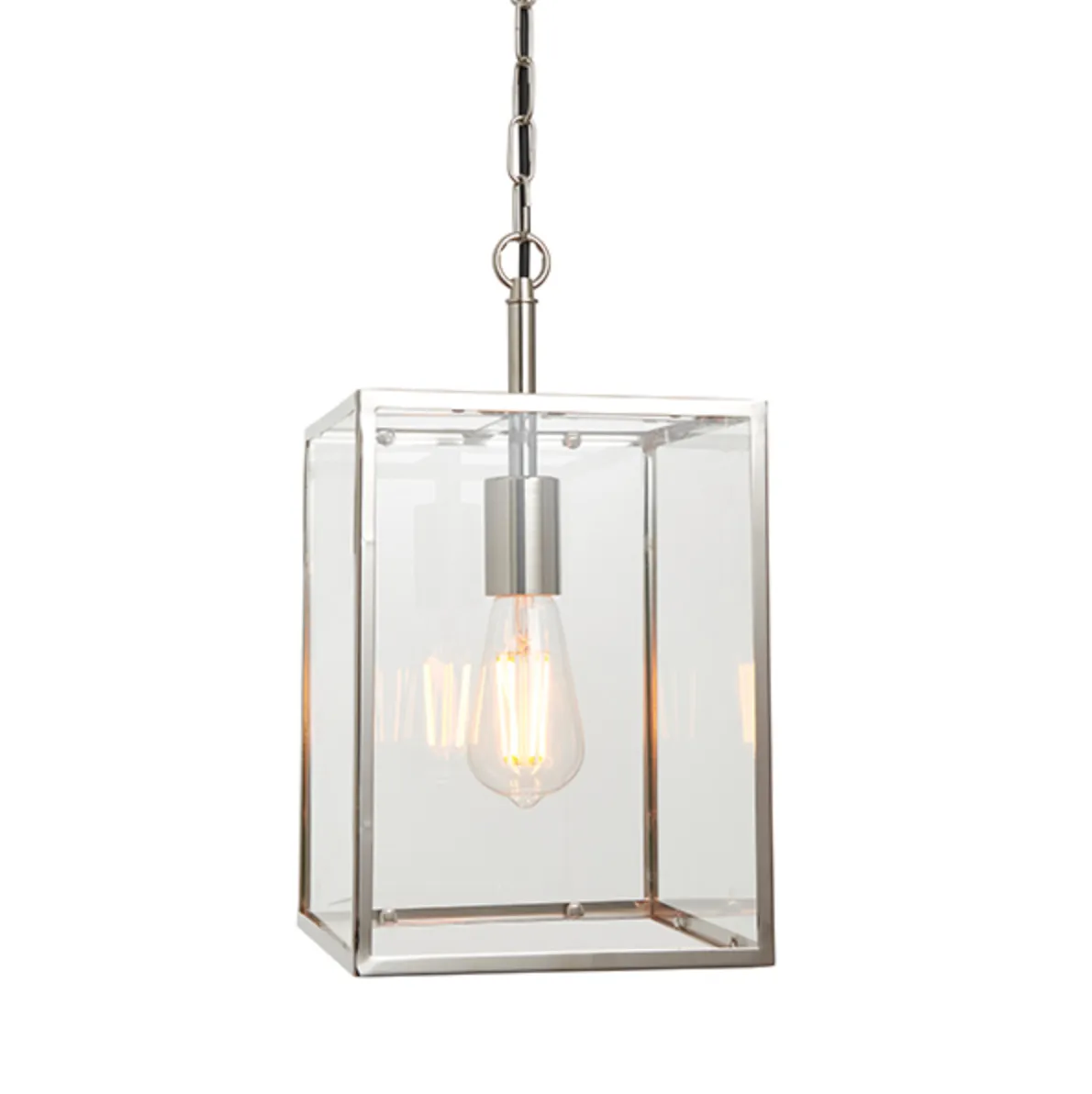 Polished Chrome Square Box Lantern - ID 9642