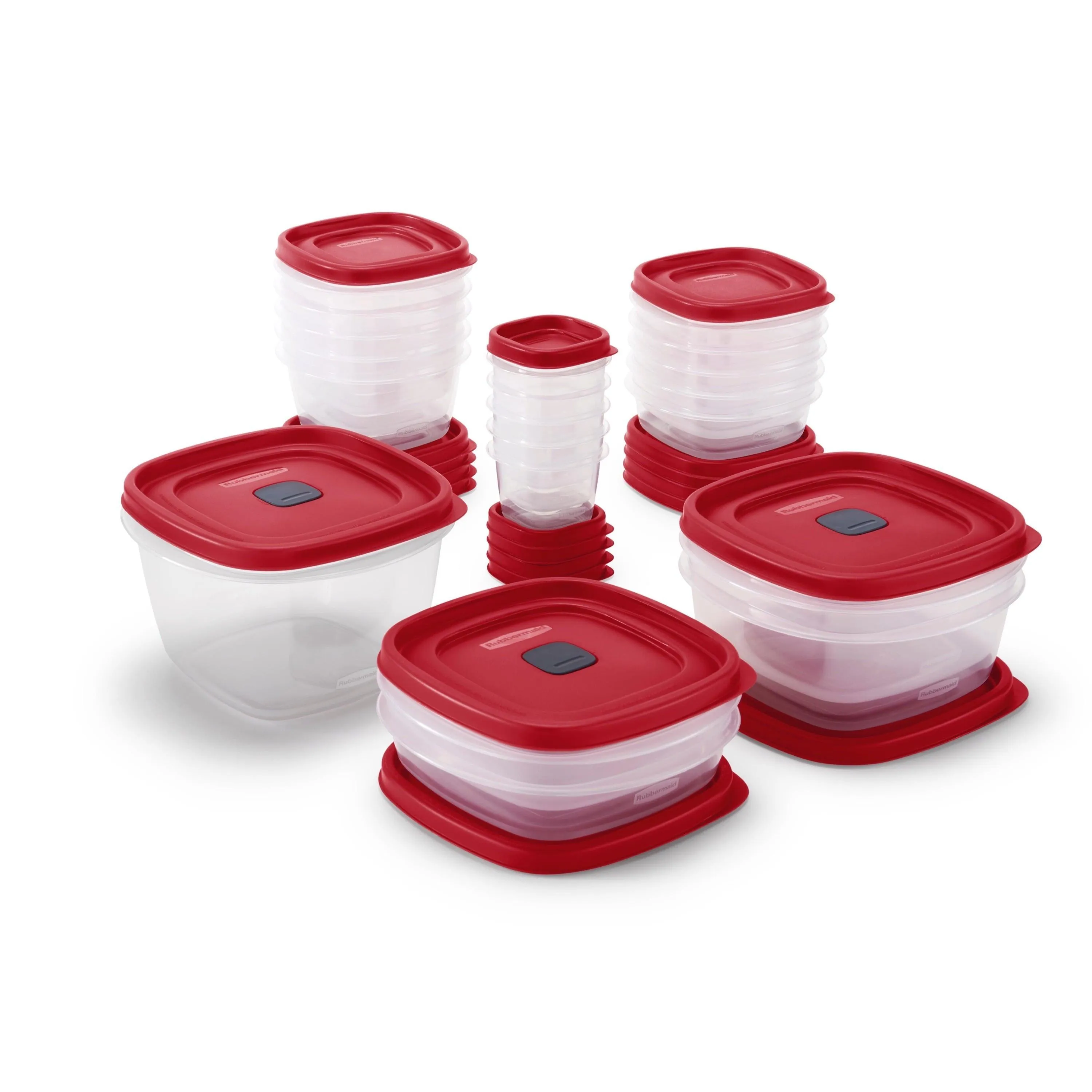 Rubbermaid EasyFindLids 40 Piece Food Storage Containers with Vented Lids Variety Set, Red