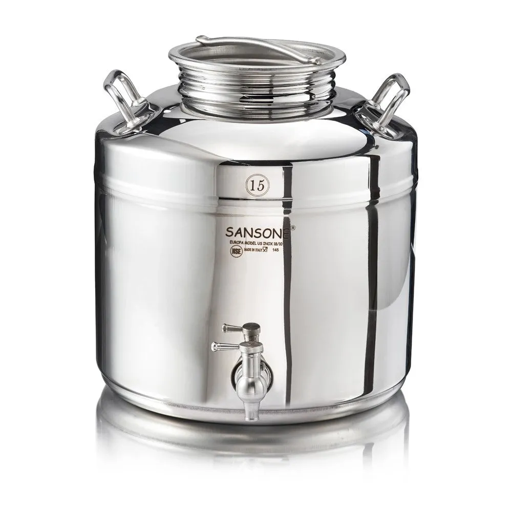 Sansone Europa Water Dispenser 15L/3.96 gal 18/10 Stainless Steel Canister – NSF Certified – Made in Italy