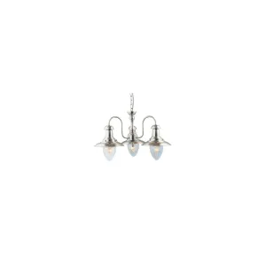 Searchlight 5333-3SS Fisherman - 3 Light Ceiling Satin Silver With Seeded Glass Shades