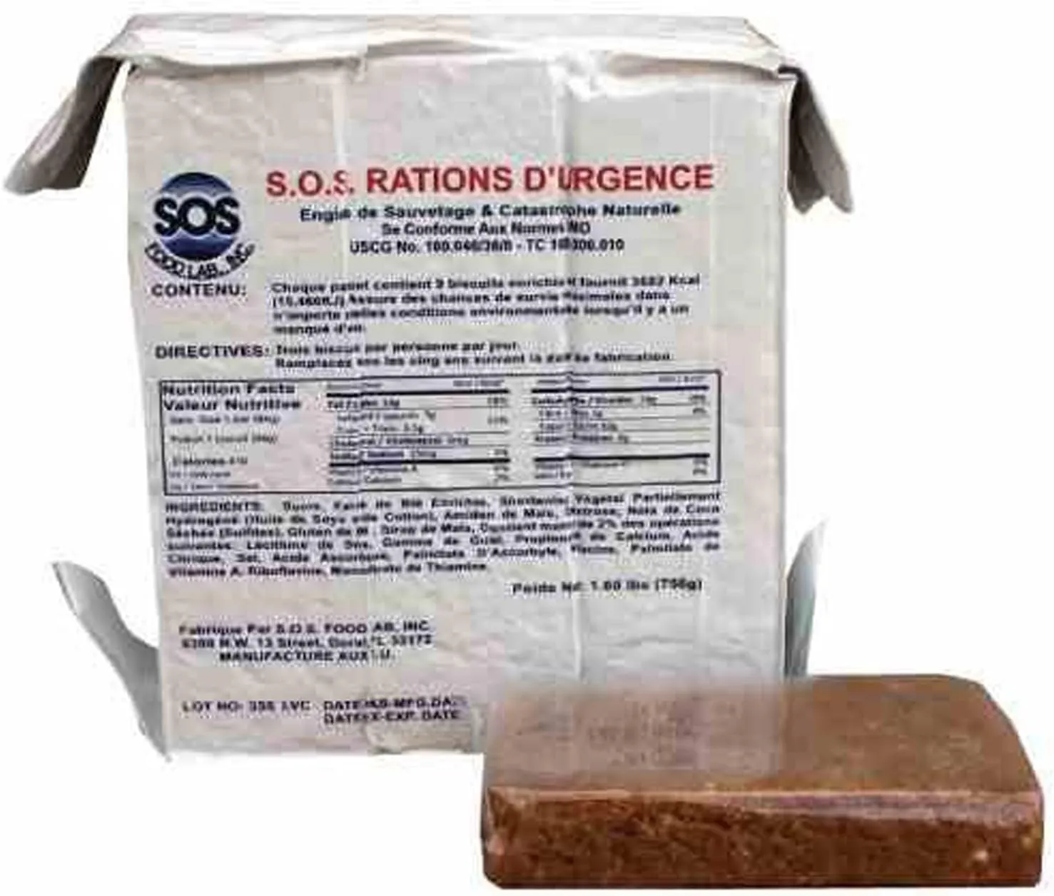 S.O.S. Rations Emergency 3600 Calorie Food Bar - 3 Day / 72 Hour Package with 5 Year Shelf Life