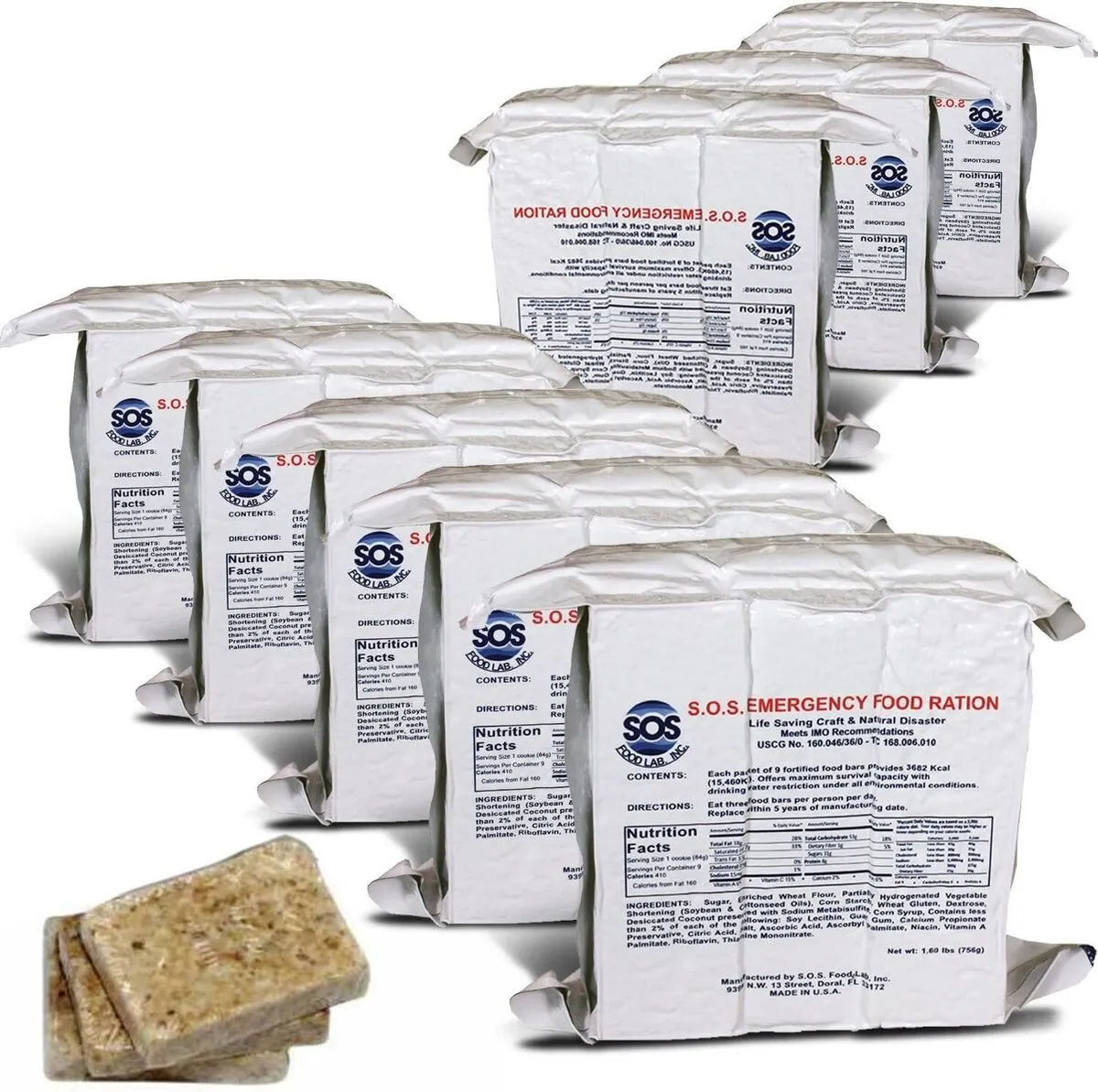 S.O.S. Rations Emergency 3600 Calorie Food Bar - 3 Day / 72 Hour Package with 5 Year Shelf Life