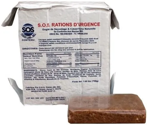 S.O.S. Rations Emergency 3600 Calorie Food Bar - 3 Day / 72 Hour Package with 5 Year Shelf Life