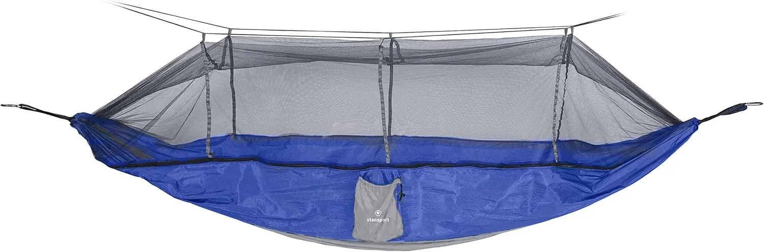 Stansport Packable Nylon Hammock With Mosquito Netting - Blue - 102” Length X 54” Width - Camping Outdoors