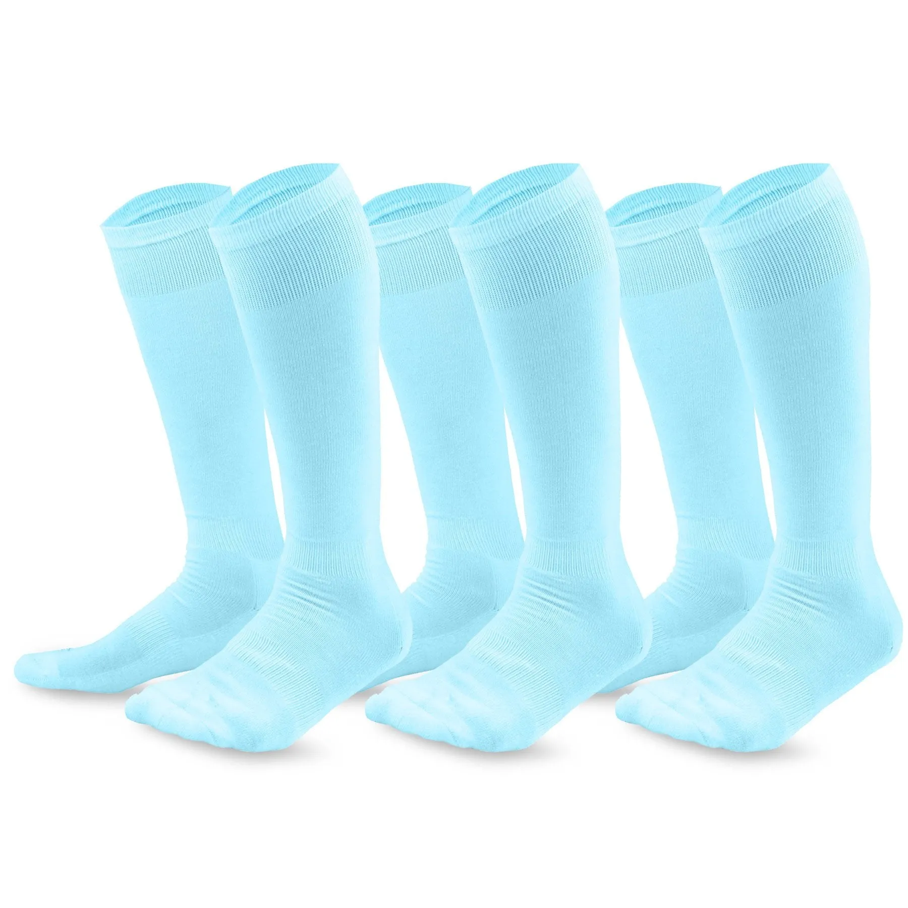 TeeHee Socks Unisex Soccer Bamboo Knee High Blue 3-Pack (50080)