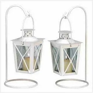 White Railroad Candle Lanterns