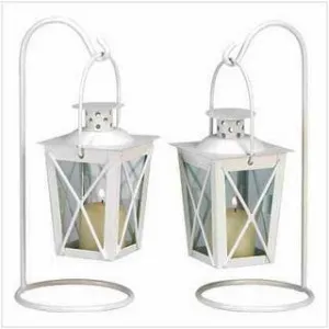 White Railroad Candle Lanterns